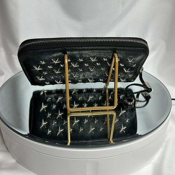JIMMY CHOO FILIPA Star-embossed Leather Wallet Black Leather Signat… - Picture 5 of 17